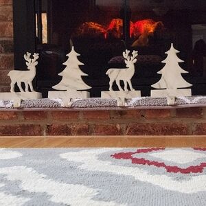Set of 4 Northlight Marbled Christmas Stocking holders 2 Deer & 2 Trees Holiday